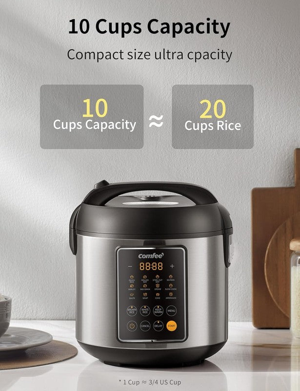 Rice Cooker 14 in 1 Multi Cooker 5.3Qt 20 Cup Steamer Sauté Warmer Stainless3