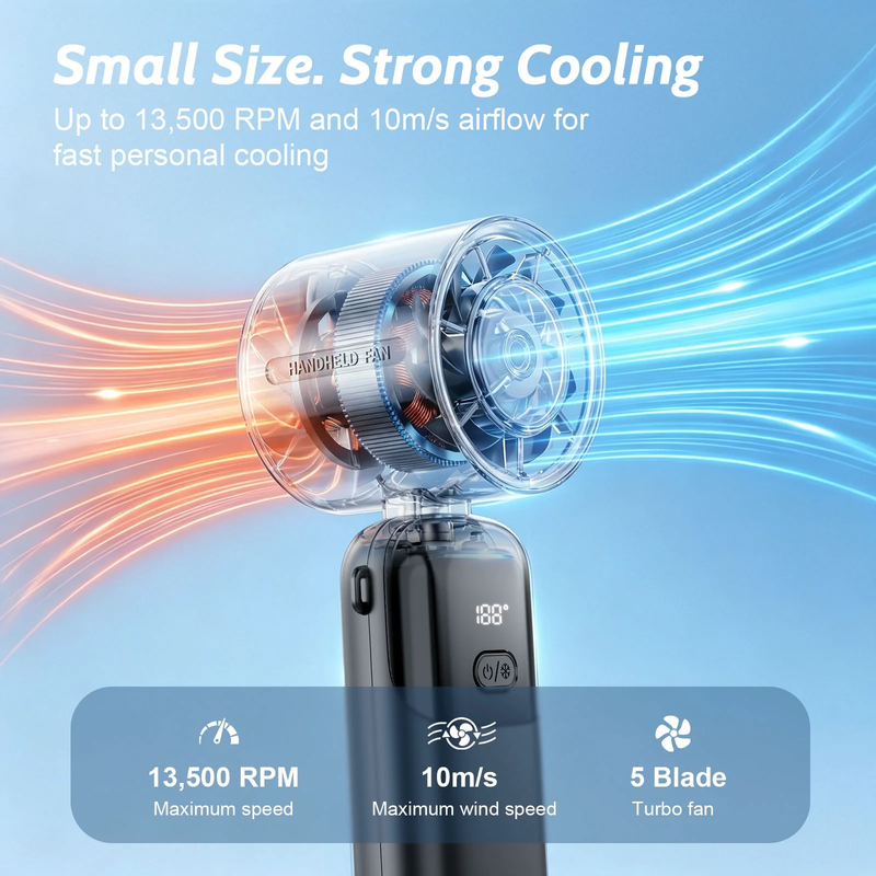 Handheld Fan 5000mAh Foldable 3 in 1 Personal Fan 5 Speed Black7
