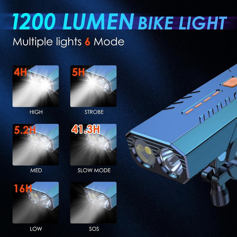 10000LM Super Bright 360° Rotatable Bike Headlight & Rear Light 3000mAh USB2