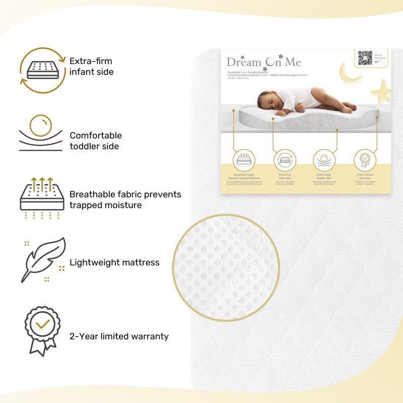 Rest EZ 2 in 1 Mini Crib Mattress, White1