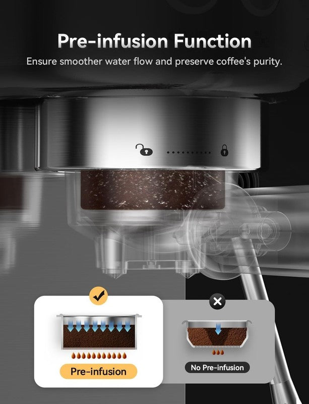 20 Bar Espresso Machine Stainless Steel LED Display Home Latte & Cappuccino2