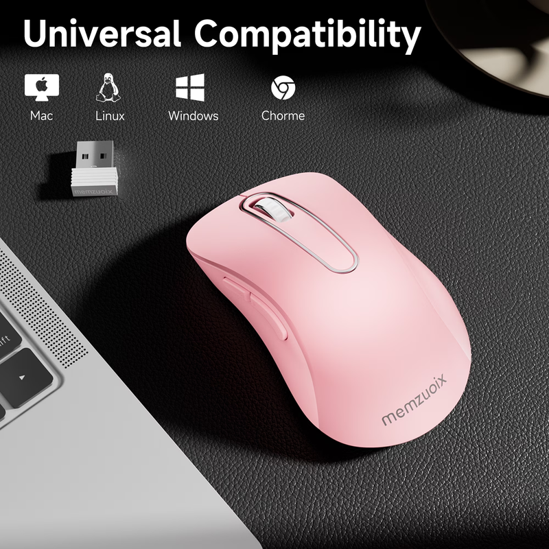 2.4GHz Wireless Mouse 1200 DPI 5 Button USB Receiver for PC Laptop Pink3