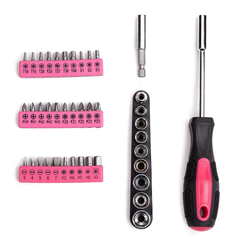 148-Pc Household Tool Set with Toolbox Pink General Hand Tools Kit5