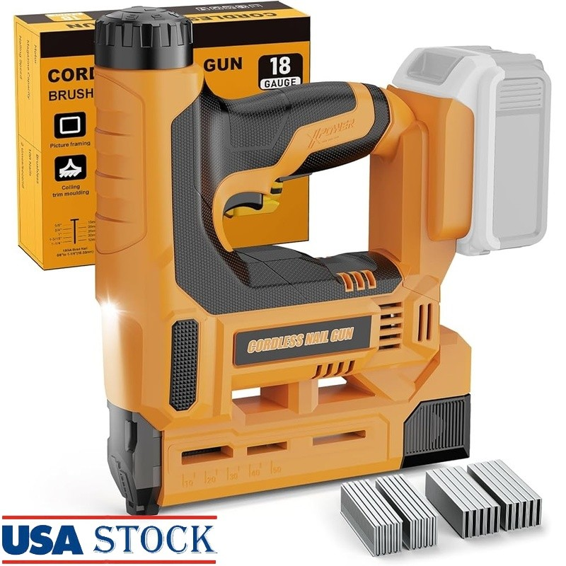 Cordless 18 Gauge Nail Gun Battery Powered Brushless Motor Adjustable Depth New11