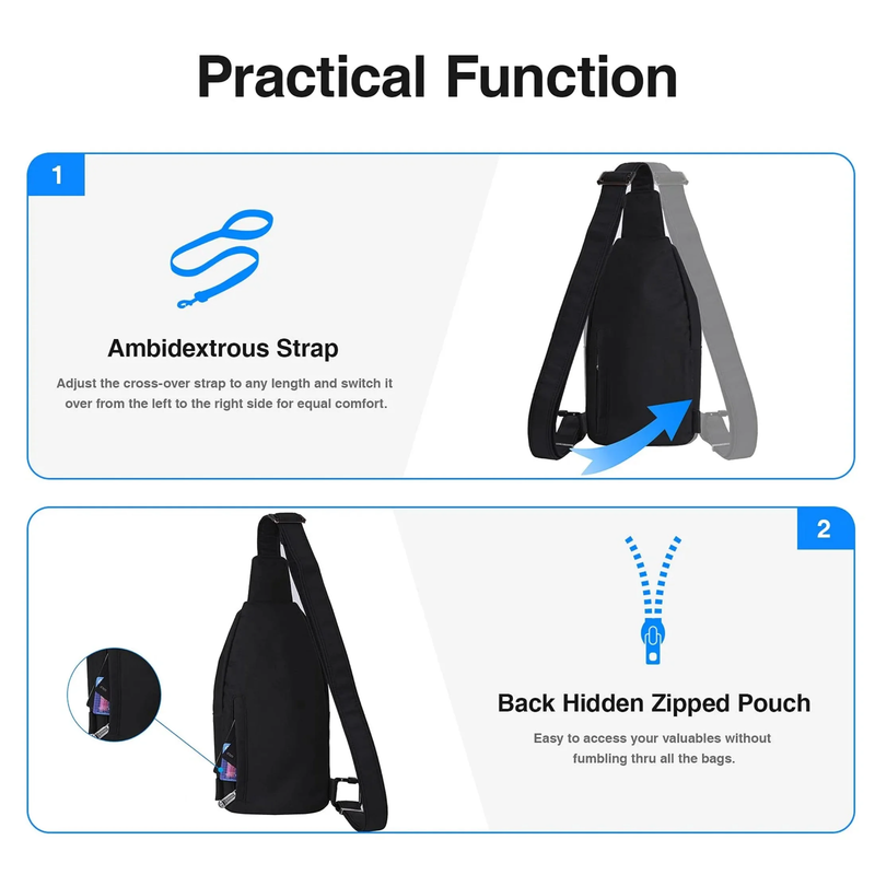 Unisex anti Theft Travel Hiking Walking Sling Cross Body Shoulder Chest Bag2