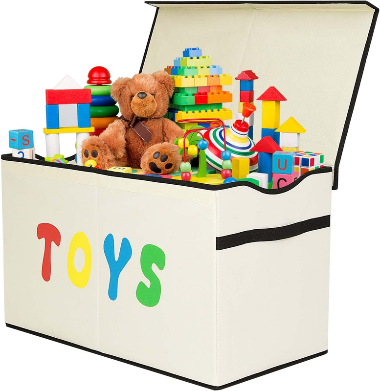 Toy Box Chest Collapsible Kids Storage Bins Organizer Boxes Extra Large Beige8