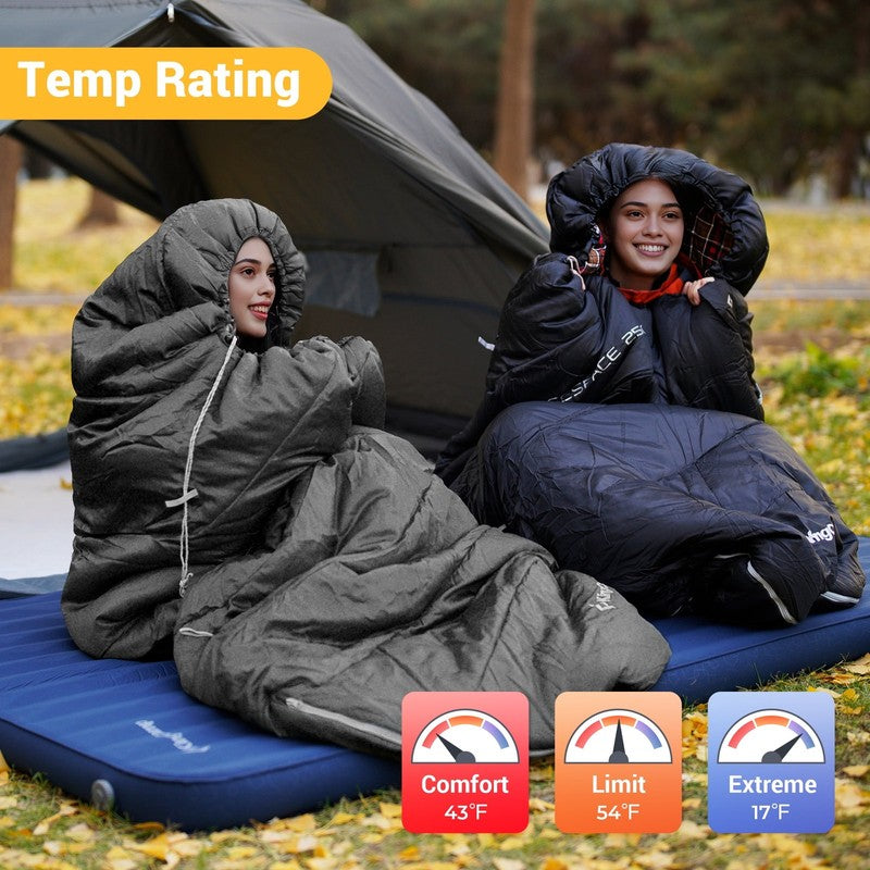 XL Cotton Flannel Sleeping Bags, Oversized Weatherproof 3-Season Sleep Bag with 7