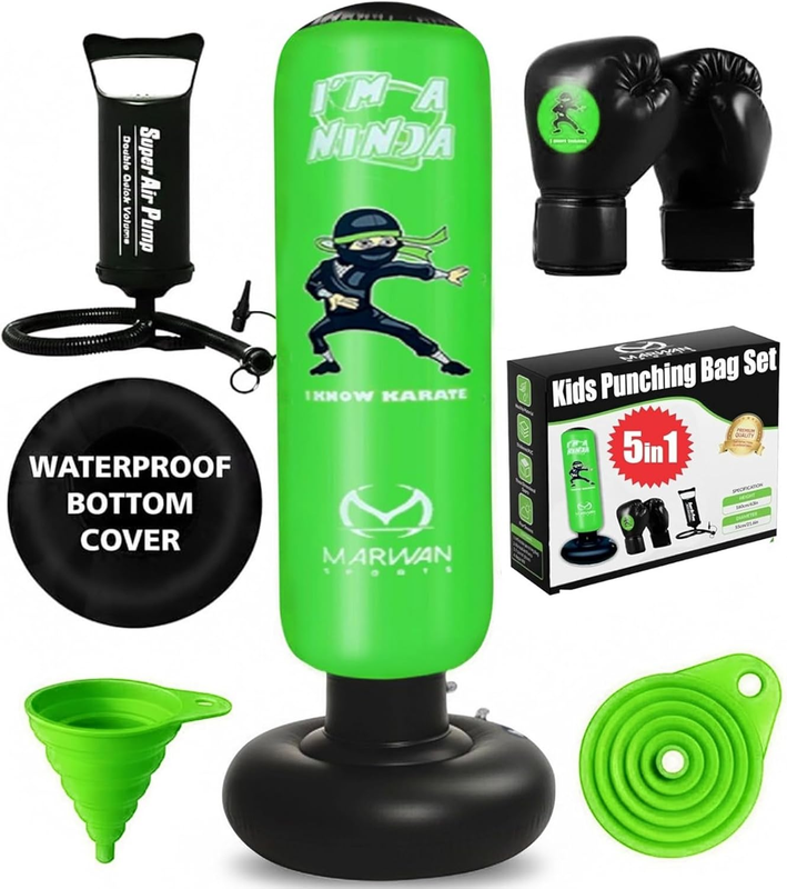 5 in 1 Inflatable Punching Bag for Kids 63in Karate Set w/ Gloves Ages 4 12 Box10