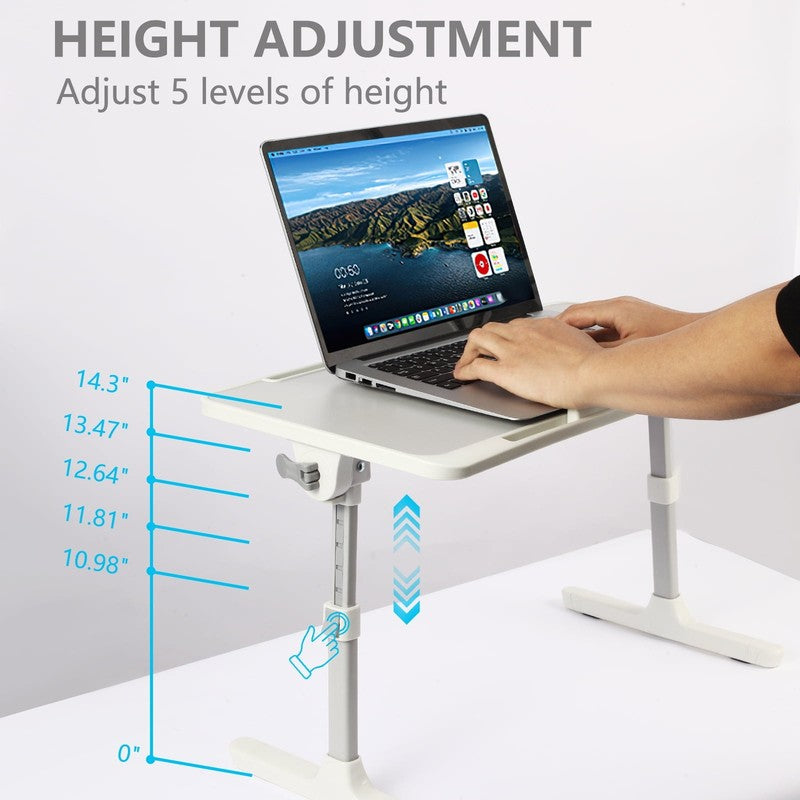 Height & Angle Adjustable Lap Desk Foldable Laptop Stand Bed Tray Gray3