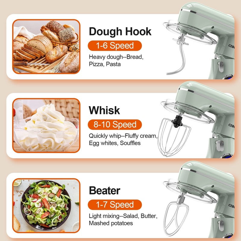 3 in 1 Stand Mixer 6.5QT Tilt Head 10 Speed Kitchen Electric Mixer with Attachme1