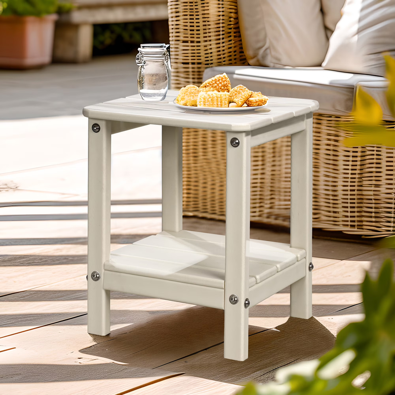 | Patio Garden Side Table with 2 Layer Storage,Outdoor End Tables for Your Adiro1