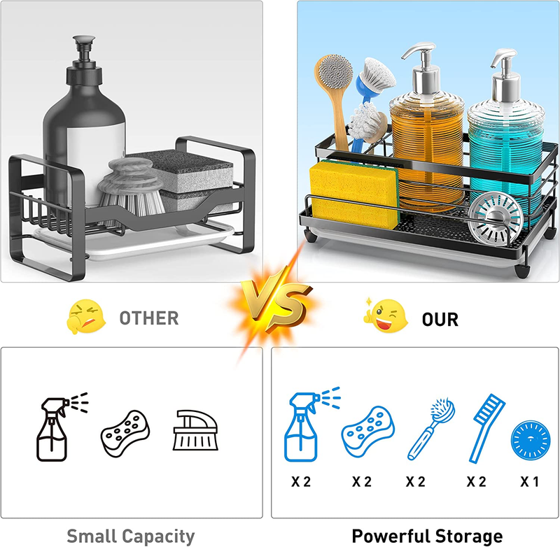 Sponge Holder , Caddy Organizer, Sink Accessories with Drip Tray, Rustproof and 1