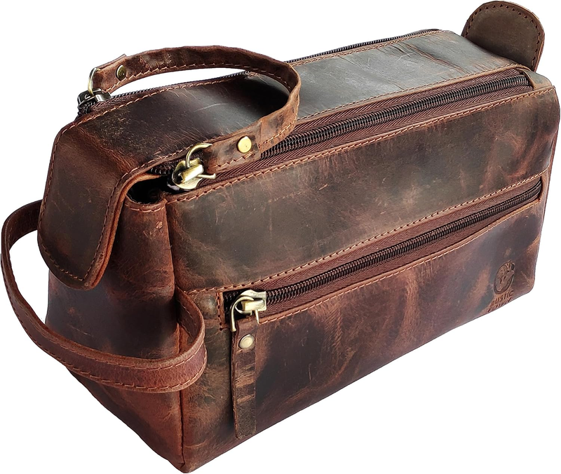 Leather Toiletry Bag Dopp Kit Travel Organizer Makeup Shaving Case8