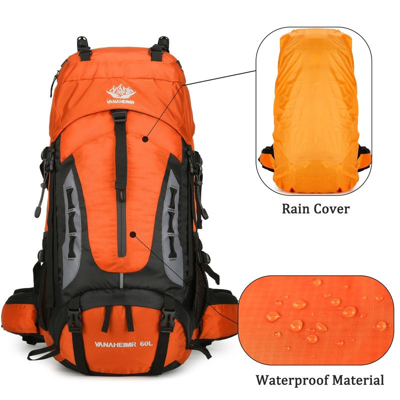 60L Travel Hiking Camping Backpack with Rain Cover,Backpack Water Resistant,Trav5