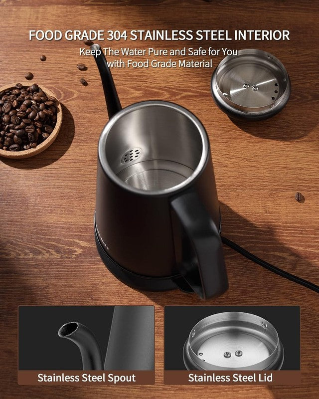 Gooseneck Electric Kettle 1L 1000W Stainless Steel Auto Shut Off Matte Black2