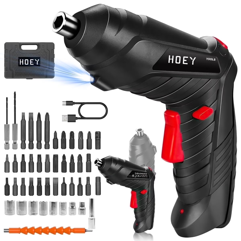 47-in-1 Cordless Electric Screwdriver Dual Position Handle LED USB Home DIY0