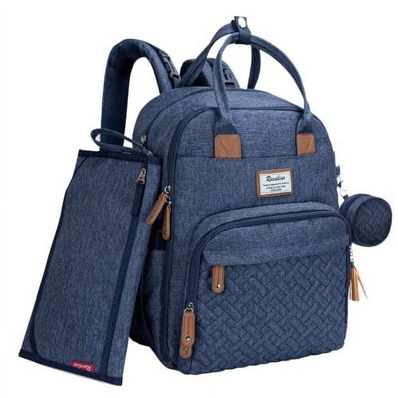 Baby Diaper Bag Backpack w/ Pacifier Holder Large Travel Bag – Blue7