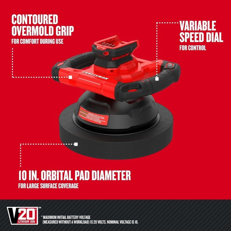 CRAFTSMAN V20 Cordless Buffer Polisher, Orbital Polisher for Car Detailing1
