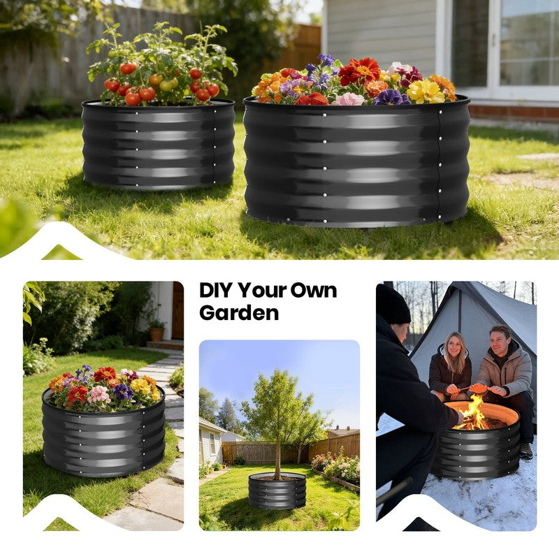 Raised Garden Bed Outdoor, 2Pcs 2X2X1Ft Metal Raised Beds Kit for Backyard, roun7