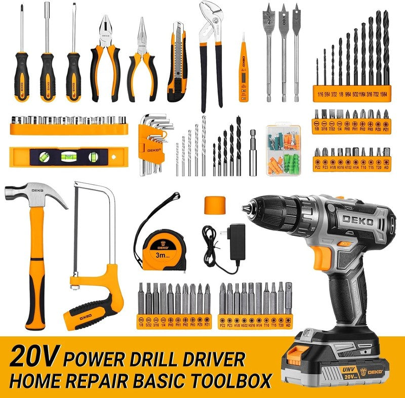 20V Cordless Drill Tool Kit Power Electric Drill Driver Home Repair Case1