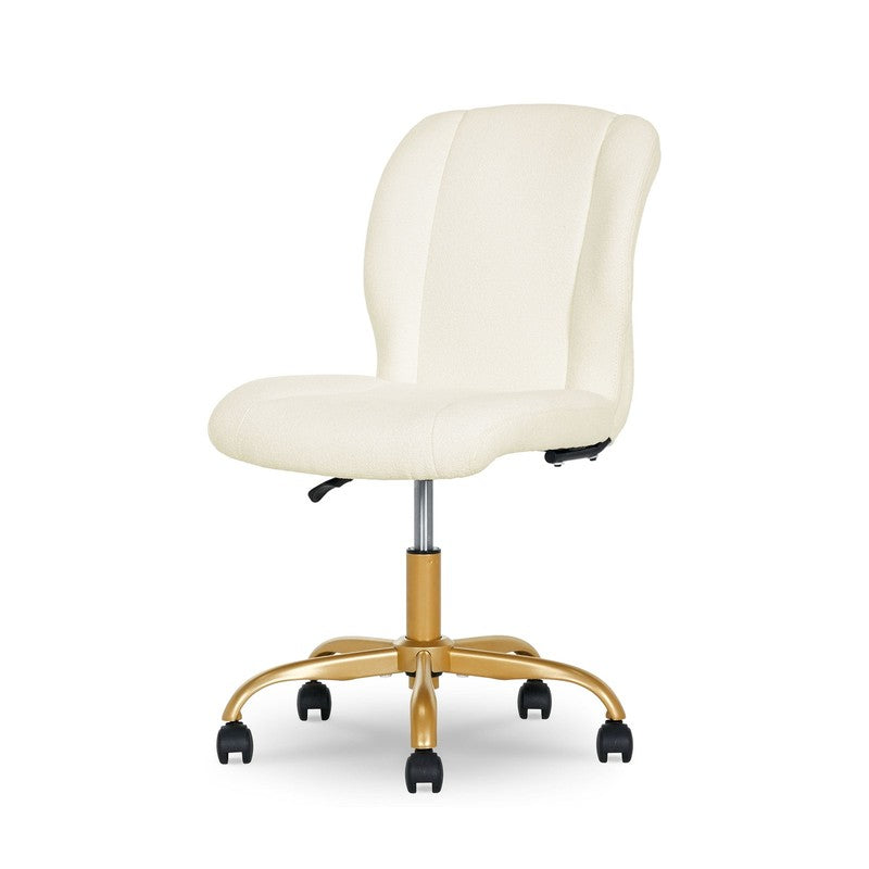 Bouclé Armless Office Chair for Adults and Teens, Cream9
