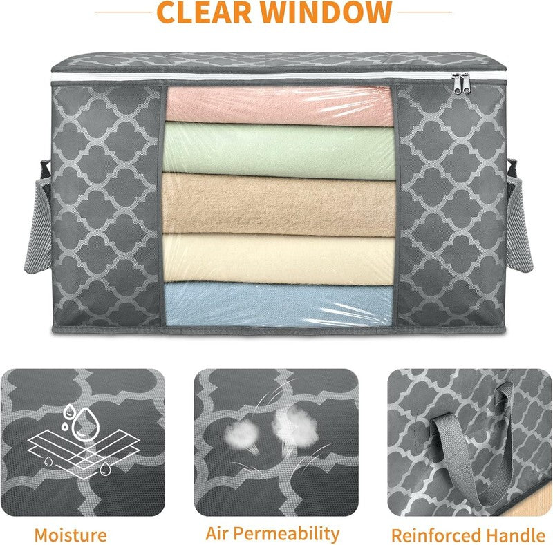 6 Pack 90L Clothes Storage Bags, Large Closet Organizers with Handles3
