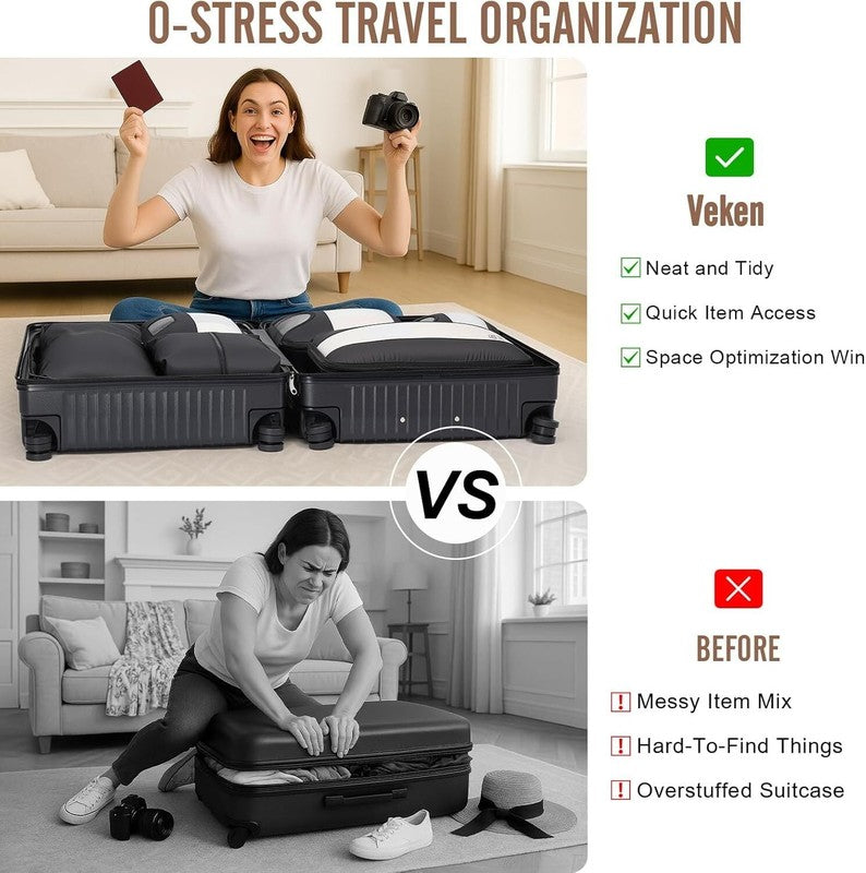 10 Set Packing Cubes for Travel Essential, Suitcase Organizer Bags in 4 Sizes, C8