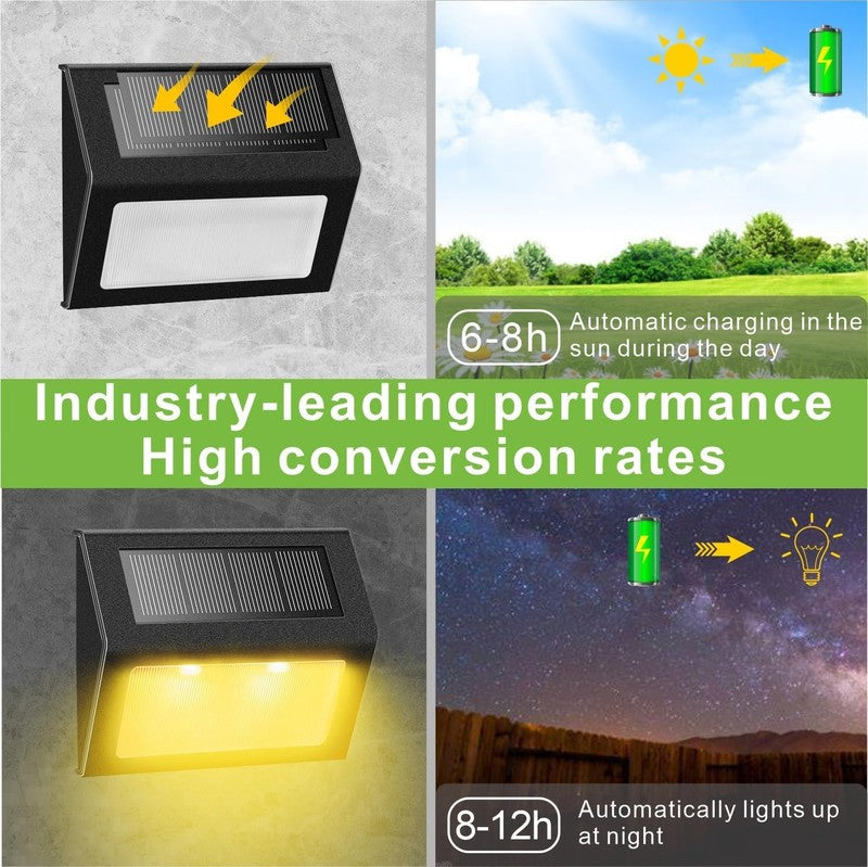 6 Pack Solar LED Lights for Steps, Decks & Pathways   Rainproof Black Metal4