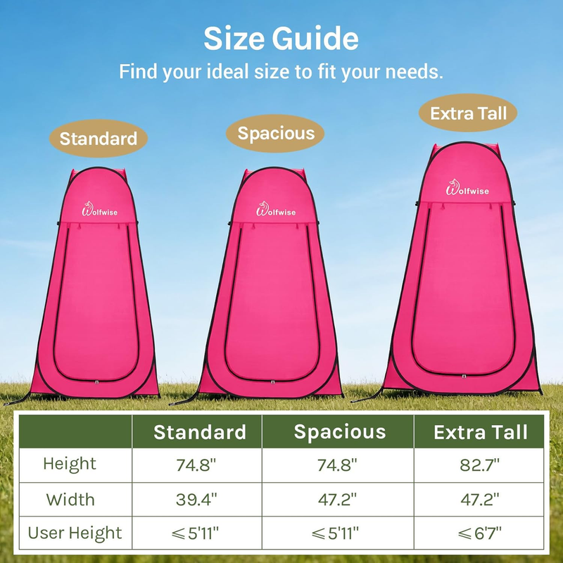 Pop Up Shower Tent Camping Portable Privacy Changing Carry Bag Rose Red1