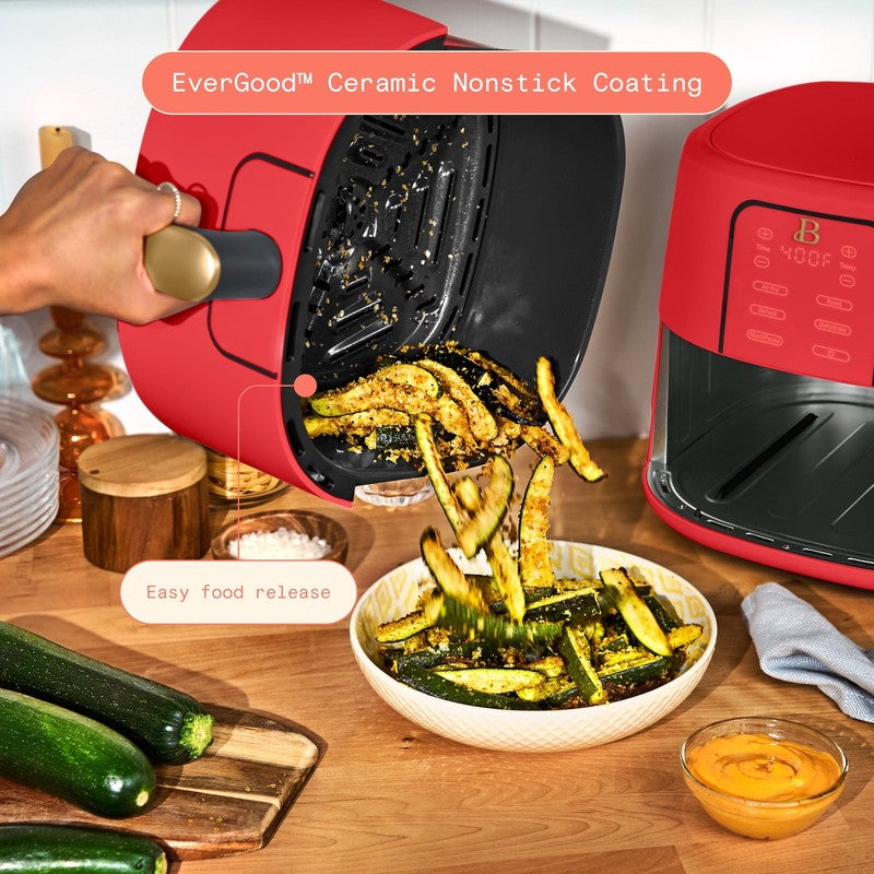 6 Qt Air Fryer w/ Turbocrisp Technology Evergood Ceramic Nonstick Tomato Red5