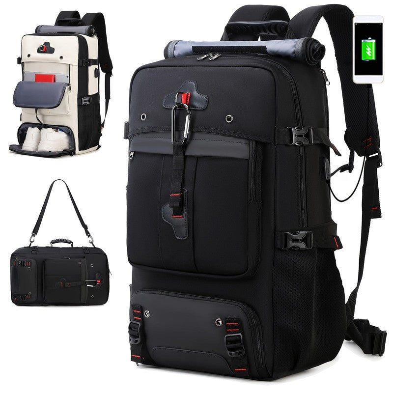 A 50L Large Capacity Hiking Backpack, Outdoor Camping Backpack, Convertible Shou2