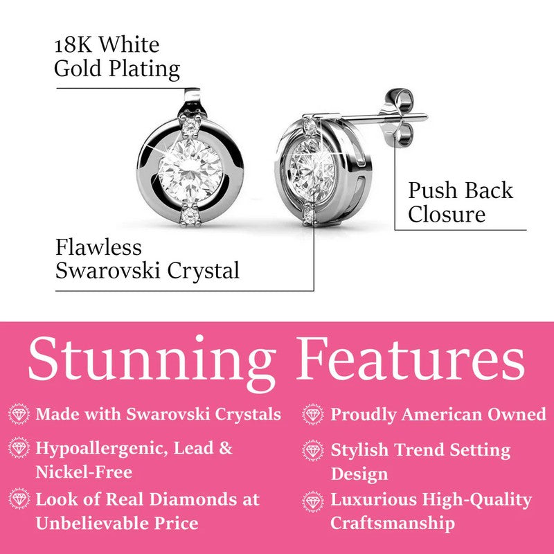 Zara 18K White Gold Plated Stud Earrings with Crystals Gift for Women1