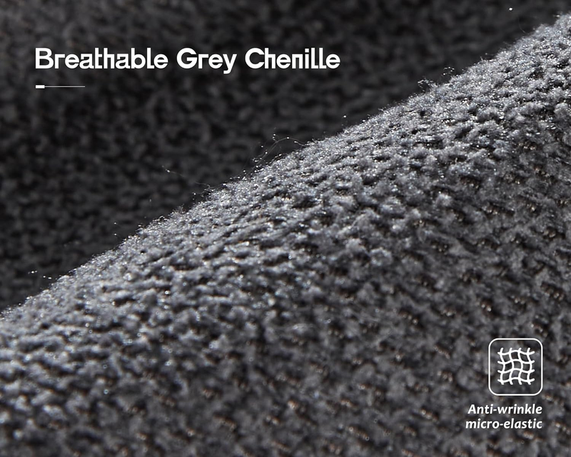 Chenille Sofa Chair Cup Holders USB Ports Upholstered Living Room Charcoal Grey4