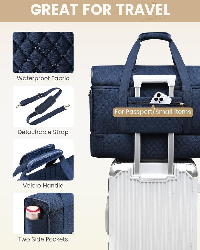 Large Women Weekender Duffle Bag Carry On Gym Travel w/ Shoe Compartment4