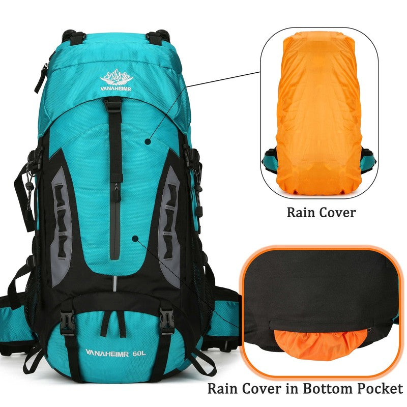60L Travel Hiking Camping Backpack with Rain Cover,Backpack Water Resistant,Trav4
