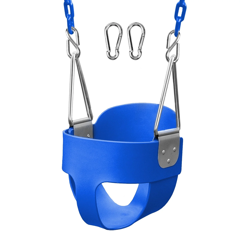 Baby Swing High Back Toddler Bucket Seat w/ Coated Chains & Carabiner, Blue10