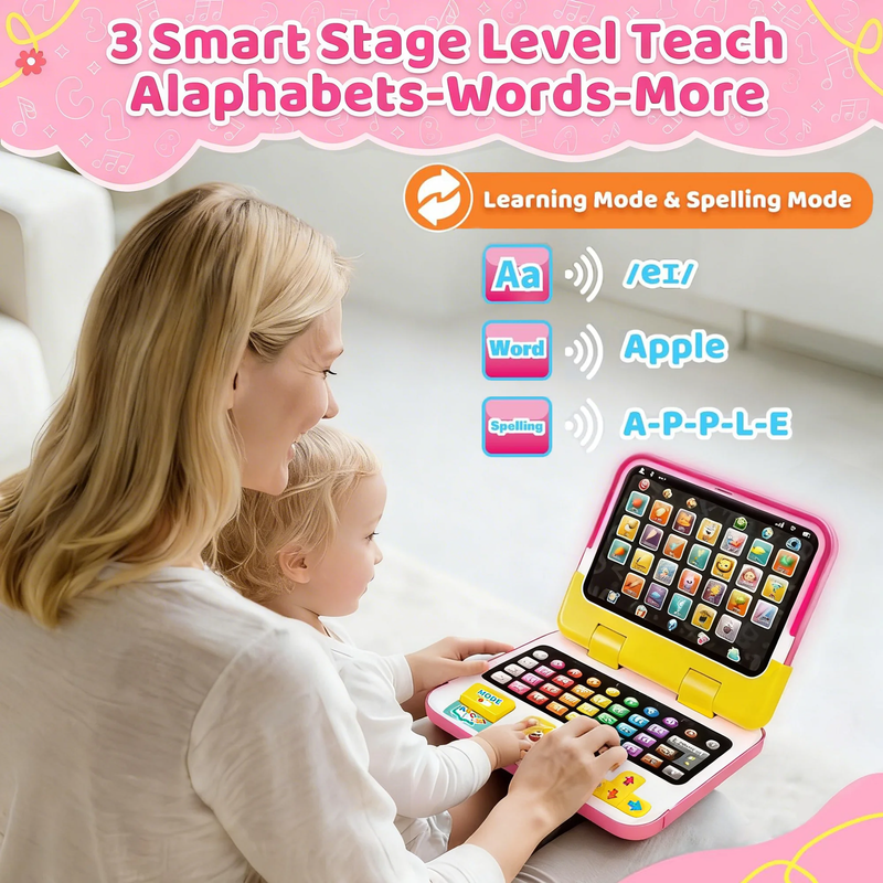 2-in-1 Kids Learning Laptop & Tablet – Montessori Educational Toy Ages 1-62