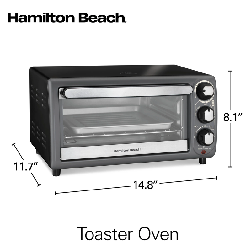 4 Slice Countertop Toaster Oven with 5 Versatile Cooking Modes, Grey7