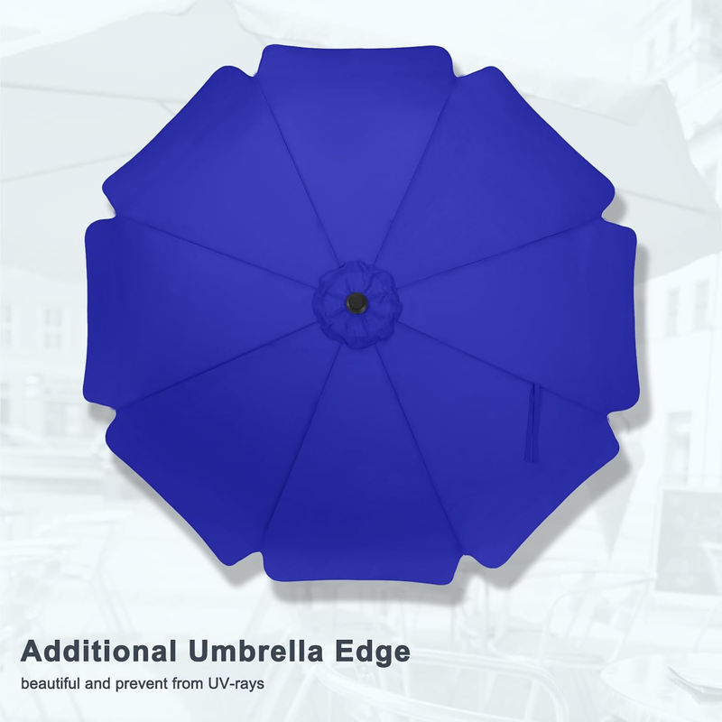 9FT Patio Umbrella with Crank Tilt 8 Ribs UV Fade Resistant Blue3