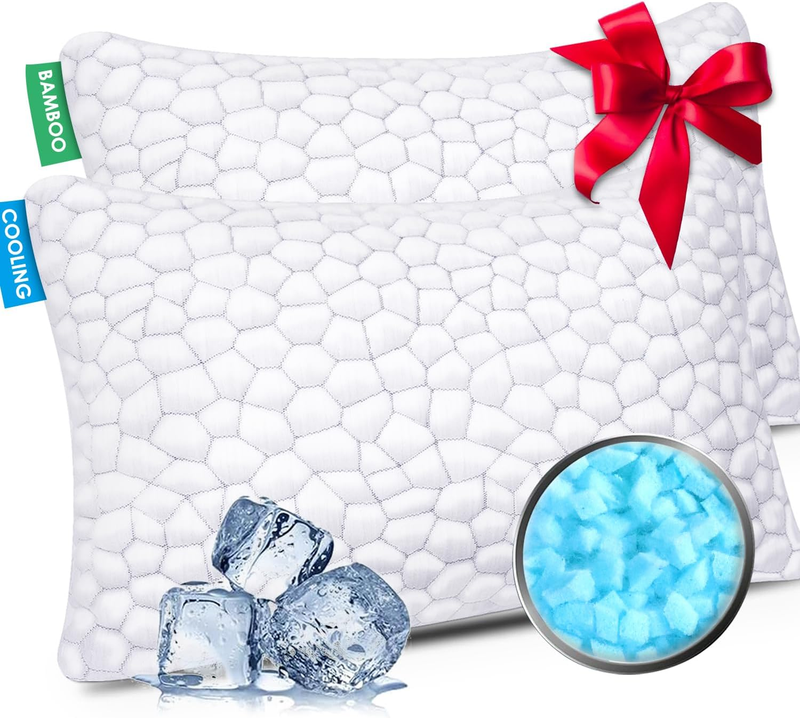 Cooling Queen Pillows Set of 2 Adjustable Memory Foam CertiPUR-US10
