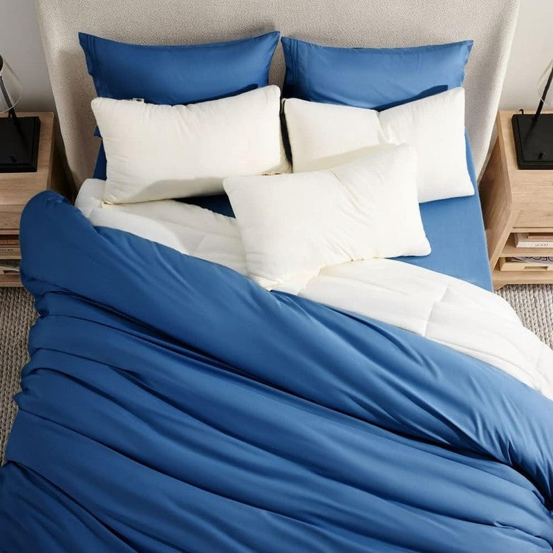 Luxury 1800 TC Microfiber Bed Sheet Set   Navy Blue, Queen, 4 Pieces2