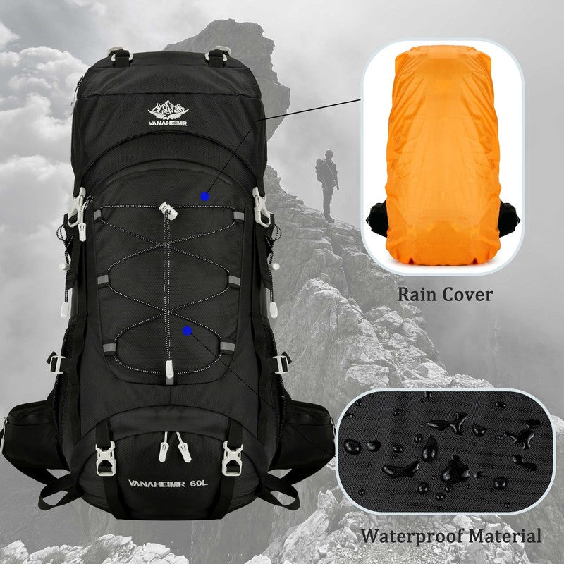 60L Travel Hiking Camping Backpack with Rain Cover, Backpack Water Resistant,Cli4