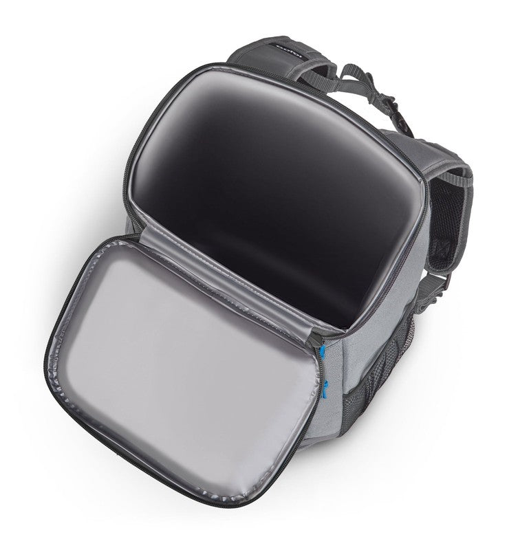 Laguna Soft Sided Cooler Backpack, 24 Can Capacity, Gray Twill with Ibiza Blue1