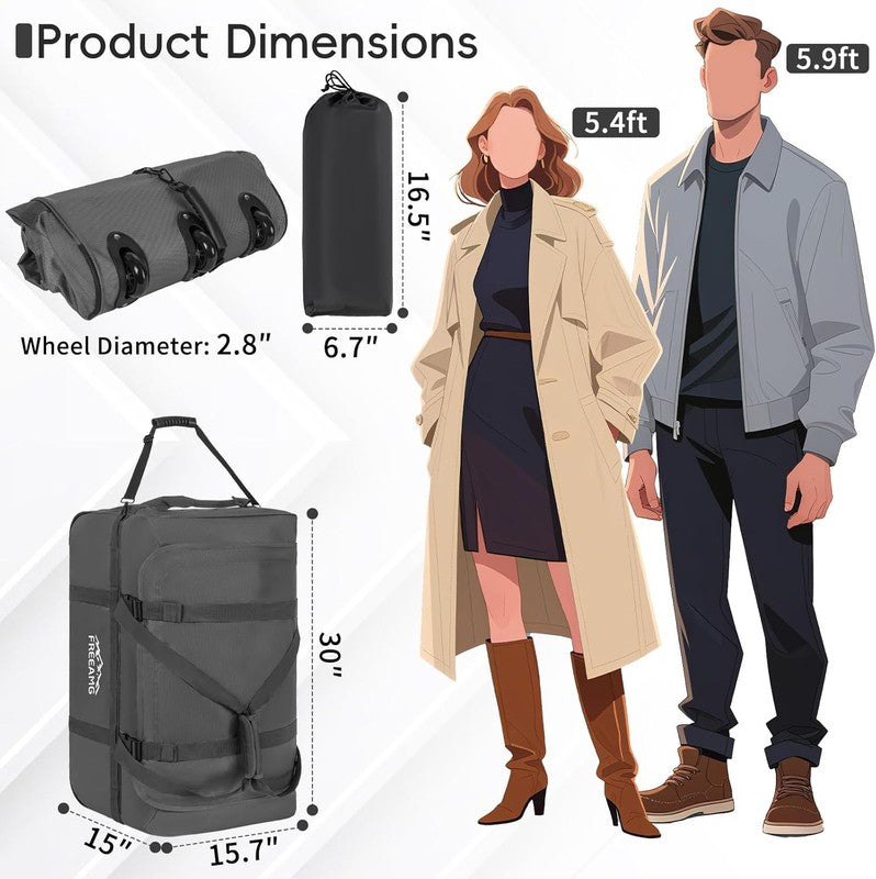 116L Foldable Rolling Duffel Bag 30" Large Travel Camping Outdoors1