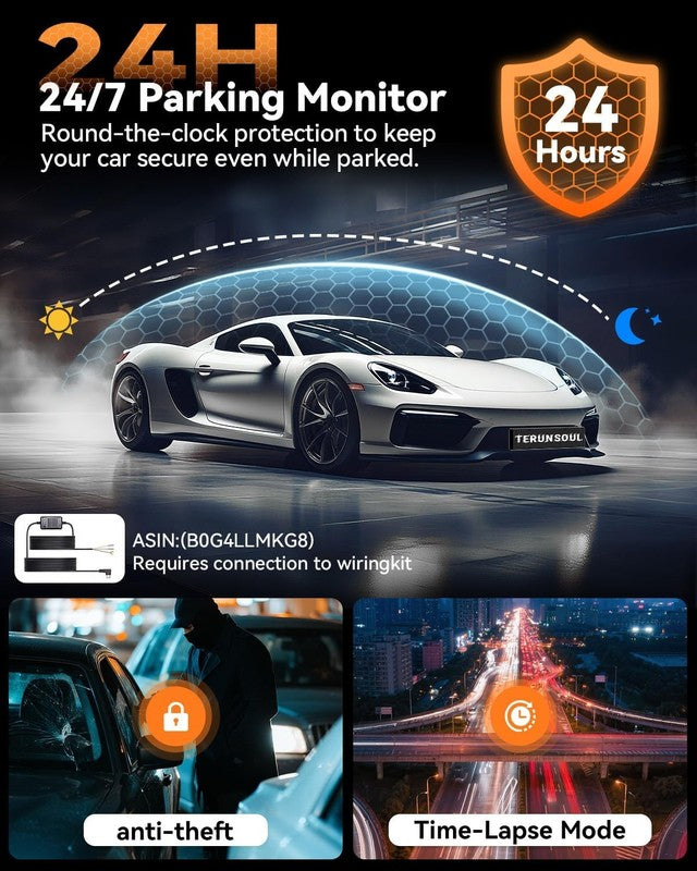 4K+1080P+1080P 3-Channel Dash Cam Front/Rear Black GPS WiFi Night Vision3