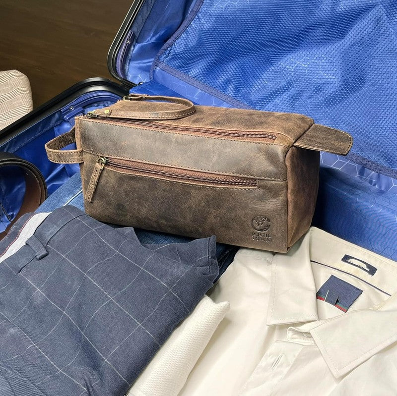 Leather Toiletry Bag Dopp Kit Travel Organizer Makeup Shaving Case6