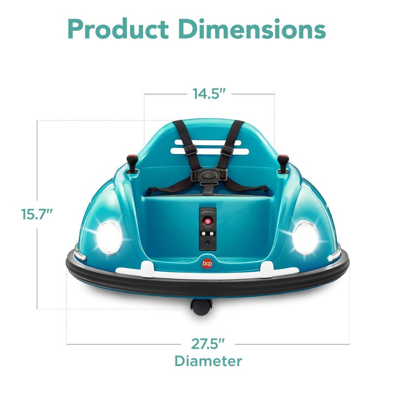 Blue 6V Kids Ride On Bumper Car Remote 360 Spin Harness Lights7