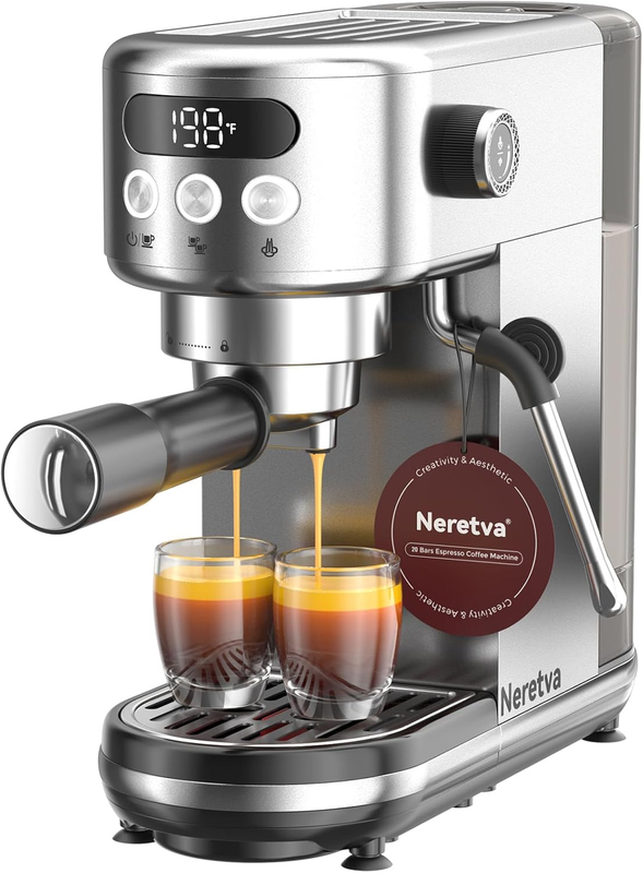 20 Bar Espresso Machine Stainless Steel LED Display Home Latte & Cappuccino7