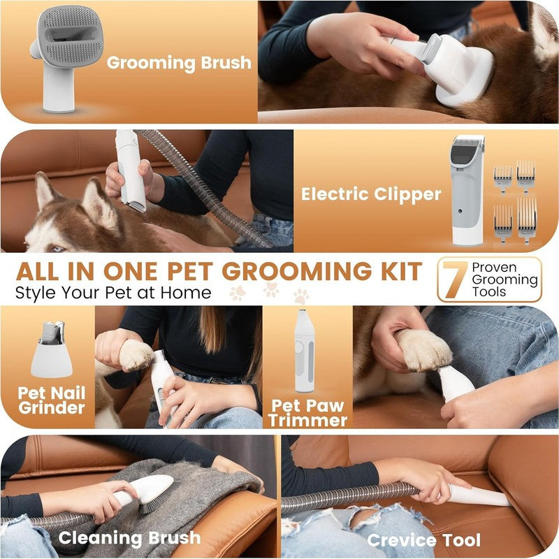 Dog Grooming Vacuum Kit 11000Pa Clipper Nail Grinder 7 Tools 2.5L1