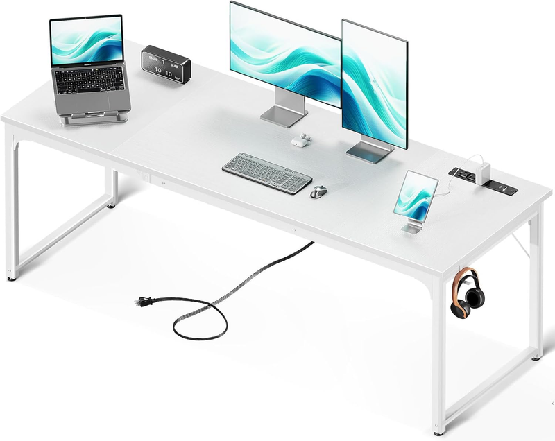 71'' Computer Desk w/ USB Ports Large Office Study Student Writing Desk White0